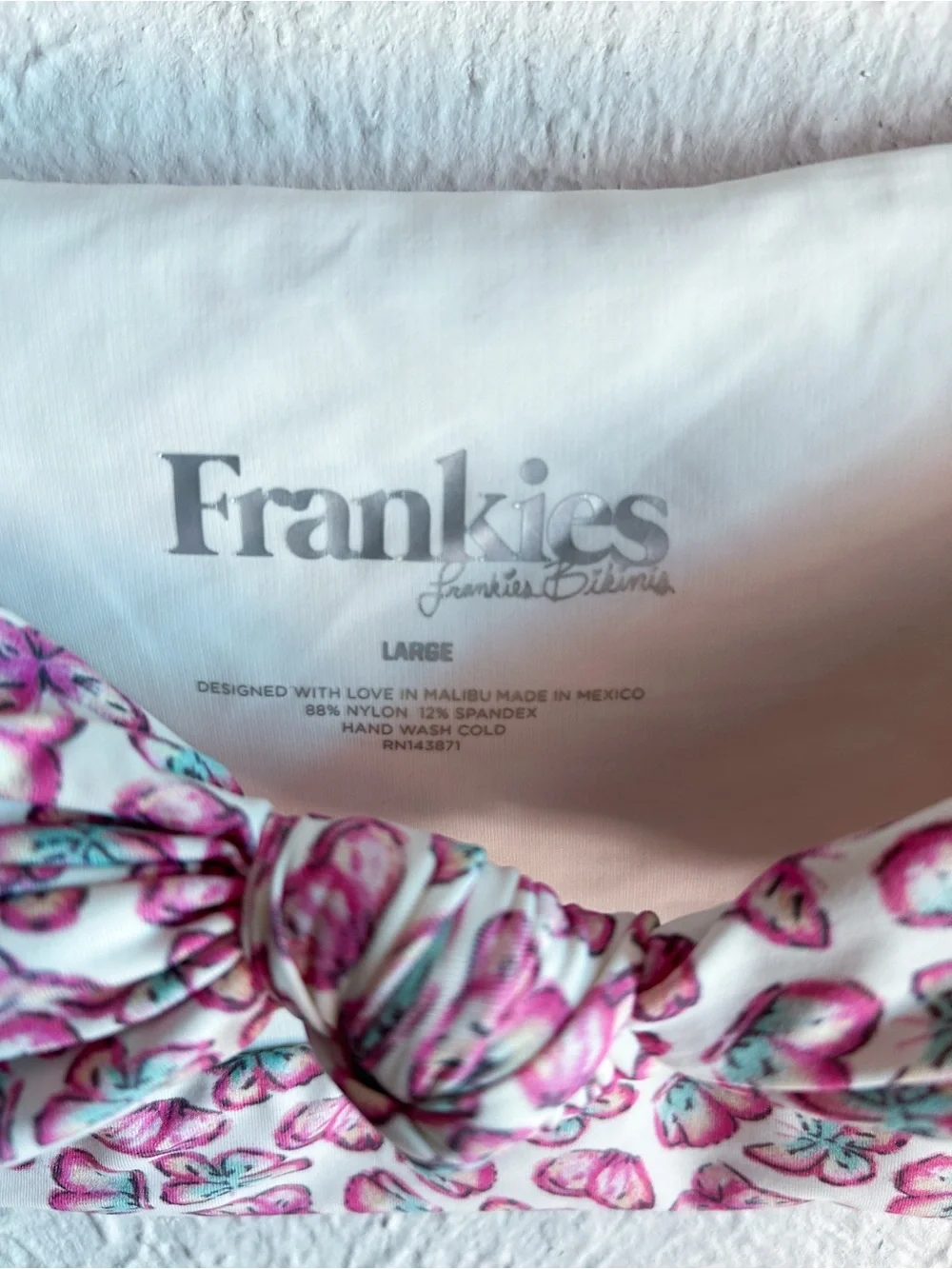 Frankie’s Bikini Carrie Bandeau Top Taylor Bottom Papillon Butterfly Pink Large
